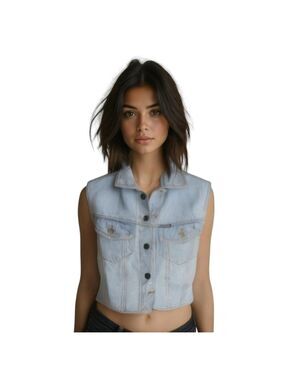 Vintage Light Wash Denim Vest Medium